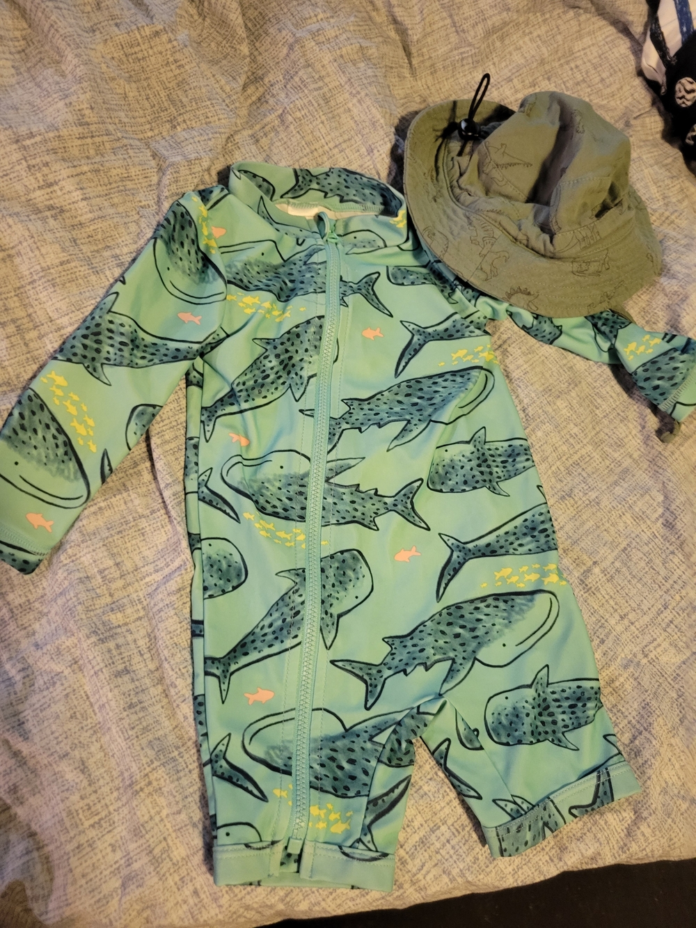 Carter's Aqua Shark Print One-Piece Swimsuit